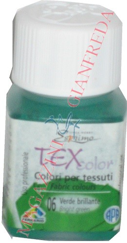 COLORE PER TESSUTO TEX COLOR, VASETTO ML 50 VERDE BRILLANTE